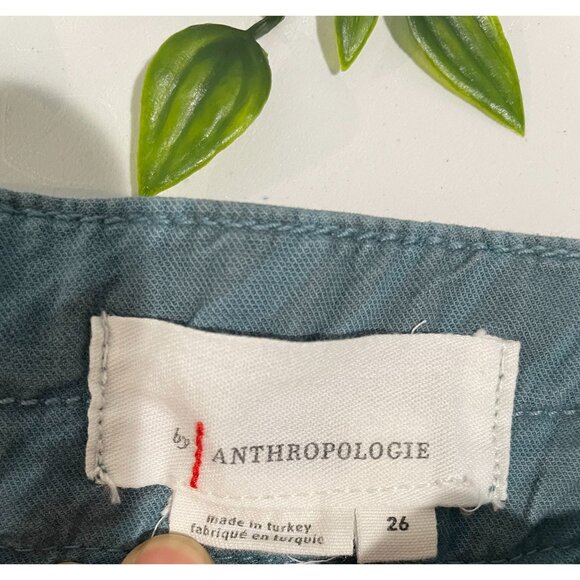 Anthropologie Wanderer Pants Womens 26 Blue Green Zebra Linen Crop High Rise - Picture 3 of 15